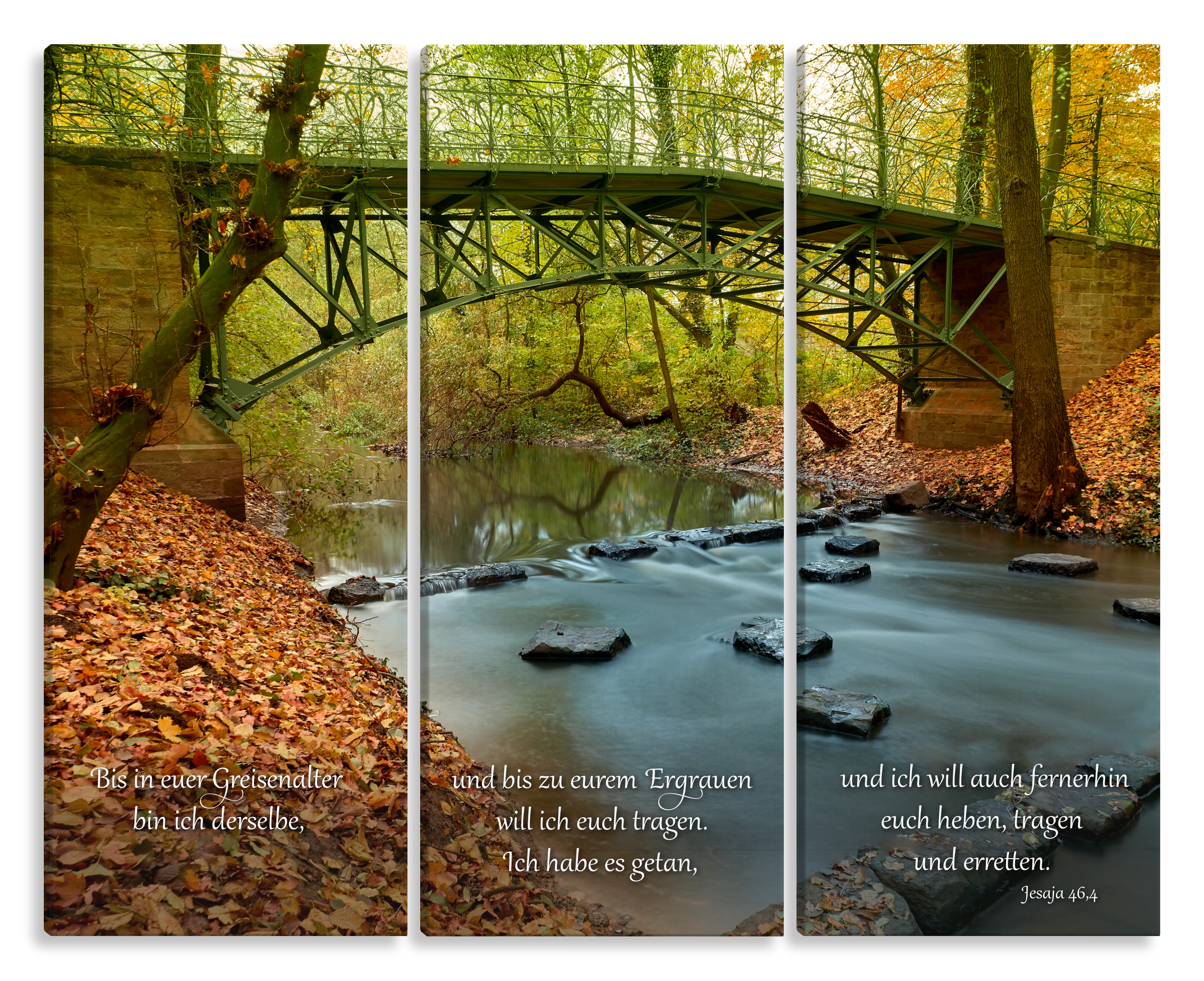 Bild auf Künstlerleinwand „Gott will tragen“ (Brücke – 3-teilig)