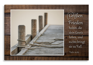 Bild auf Künstlerleinwand „Großen Frieden“ (Steg – Holzoptik)
