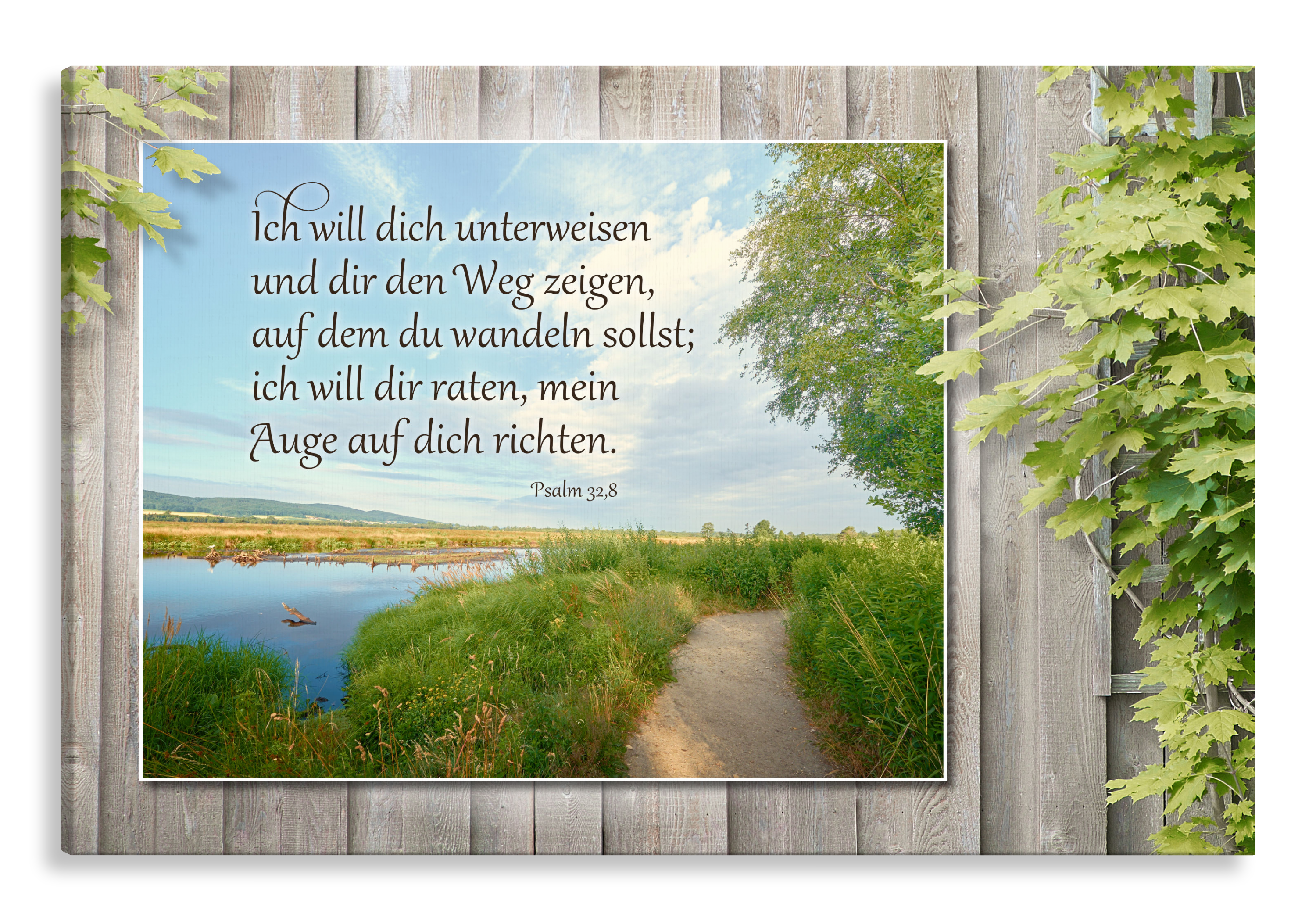 Bild auf Künstlerleinwand „Ich will dich unterweisen“ (Pfad – Holzoptik)