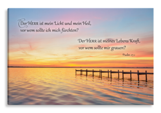 Bild auf Künstlerleinwand „Der Herr ist mein Licht“ (Steg am Meer)