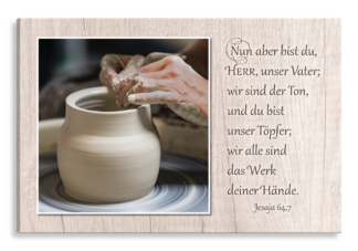 Bild auf Künstlerleinwand „Töpfer“ (Holzoptik – hell)