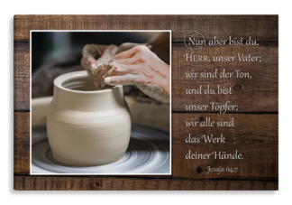 Bild auf Künstlerleinwand „Töpfer“ (Holzoptik – dunkel)