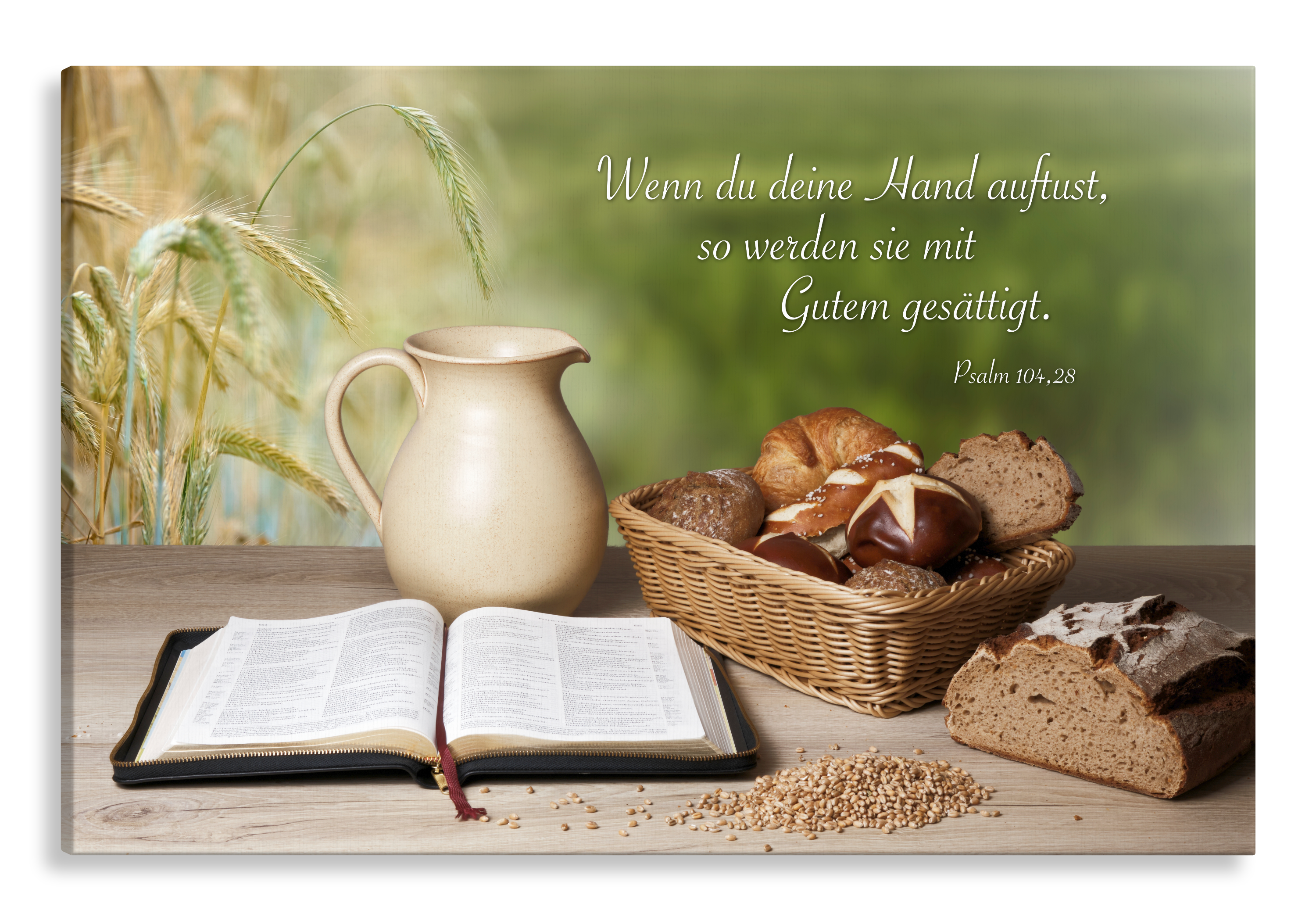 Bild auf Künstlerleinwand „Mit Gutem gesättigt“ (Bibel – Brot)