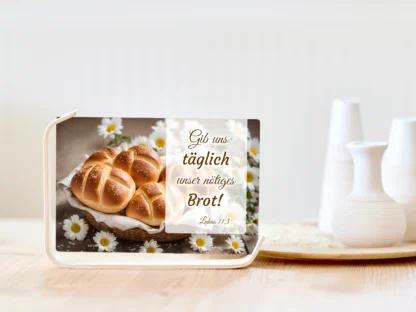 Holz-Acrylaufsteller „Täglich Brot“ (Brötchen im Korb) – Bild 2