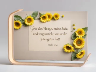 Holz-Acrylaufsteller „Lobe den HERRN, meine Seele“ (Sonnenblumen)
