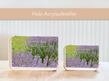 Holz-Acrylaufsteller „Mein Erlöser lebt“ (Lavendel) – Bild 3