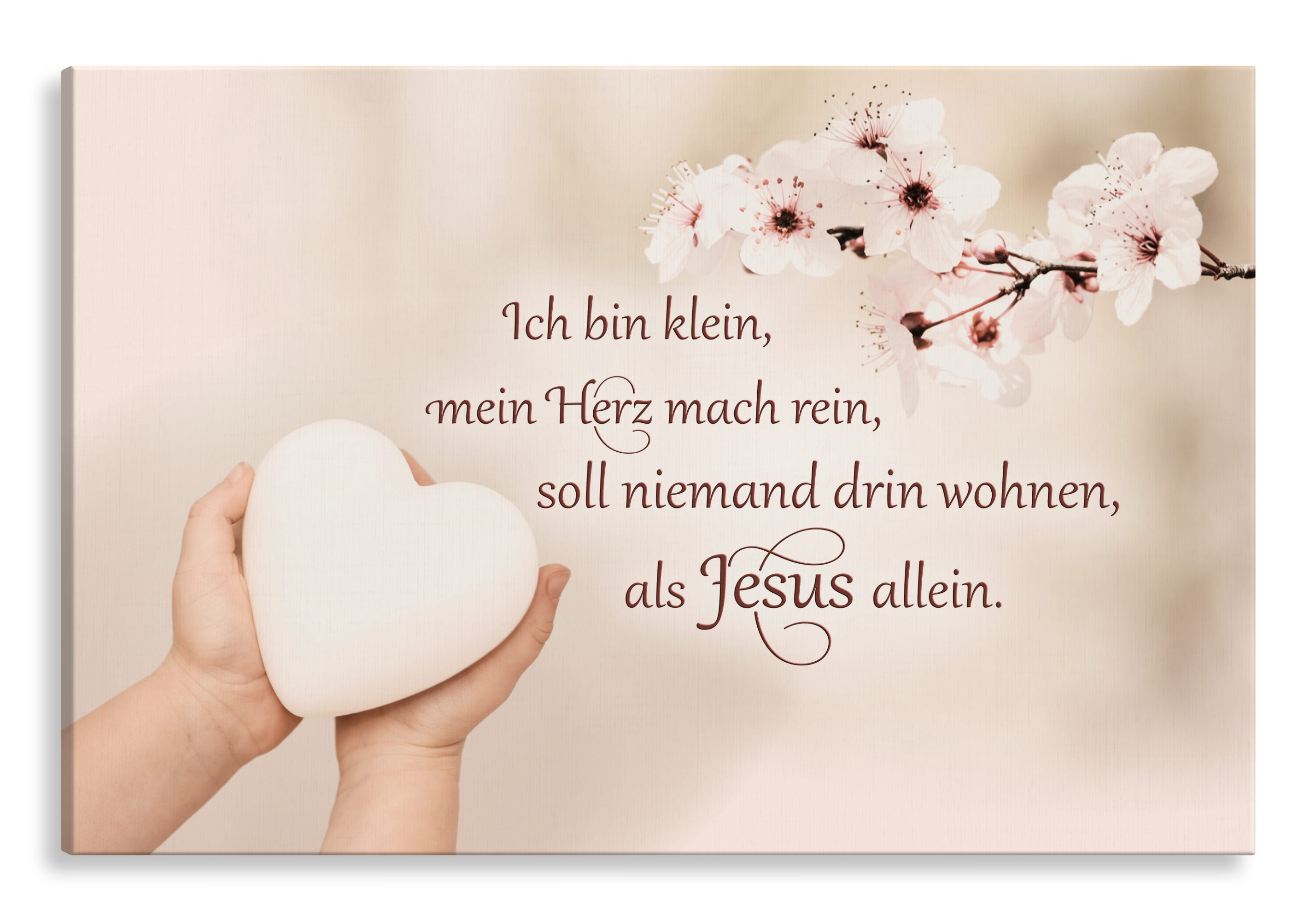 Bild auf Künstlerleinwand „Ich bin klein“ (Herz – Blütenzweig)