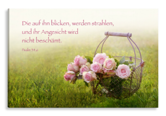 Bild auf Künstlerleinwand „Auf ihn blicken“ (Rosen im Korb)