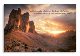 Bild auf Künstlerleinwand „Nüchtern zum Gebet“ (Drei Zinnen)