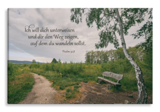 Bild auf Künstlerleinwand „Ich will dich unterweisen“ (Pfad – Bank)