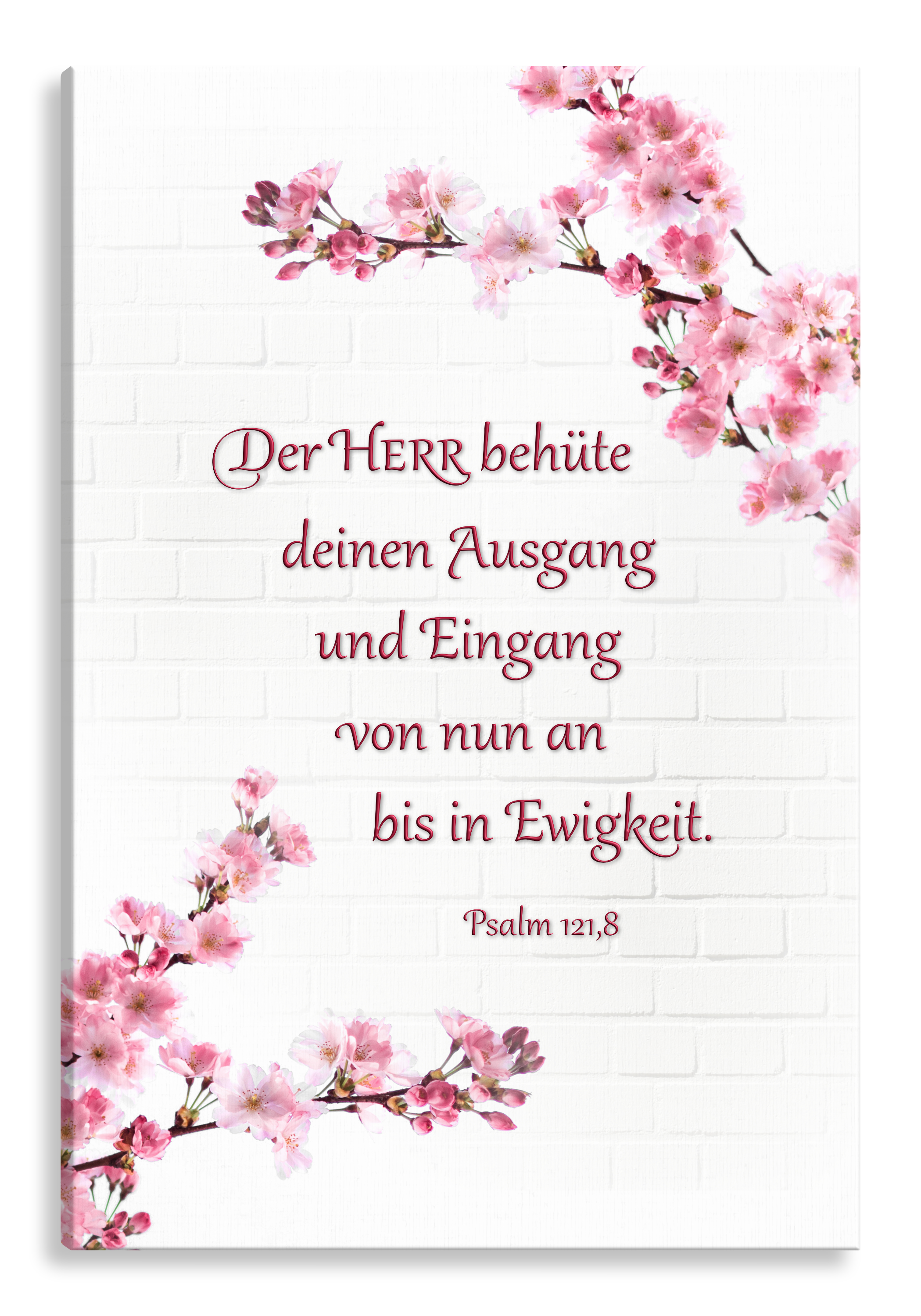 Bild auf Künstlerleinwand „Der HERR behüte dich“ (Blütenzweige – Hochformat)