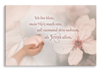 Bild auf Künstlerleinwand „Ich bin klein“ (Kind – große Blüte)