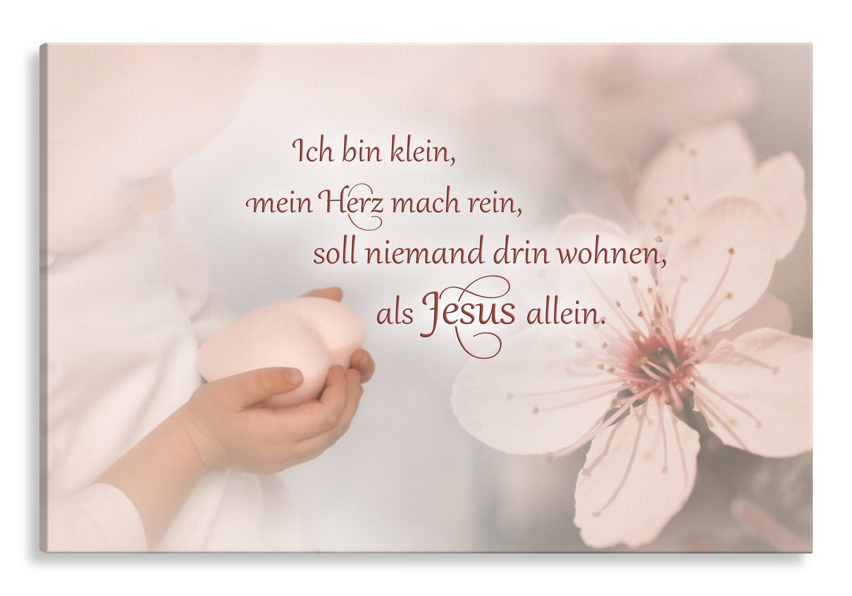 Bild auf Künstlerleinwand „Ich bin klein“ (Kind – große Blüte)