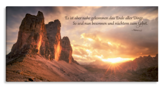 Bild auf Künstlerleinwand „Nüchtern zum Gebet“ (Drei Zinnen – Panorama)